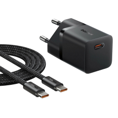 Сетевое зарядное устройство Baseus GaN5 Mini USB Type-C 25W + кабель USB Type-C to USB Type-C (P10110909113-01) Black