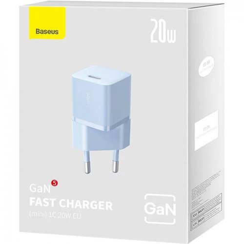 Купити Мережевий зарядний пристрій Baseus GaN5 USB Type-C 20W (CCGN050103) Blue - ціна в Києві, Львові, Вінниці, Хмельницькому, Франківську, Україні | інтернет-магазин TELEMART.UA фото