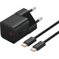 Мережевий зарядний пристрій Baseus GaN5 Mini USB Type-C 20W + кабель USB Type-C to USB Type-C (P10110900113-00) Black