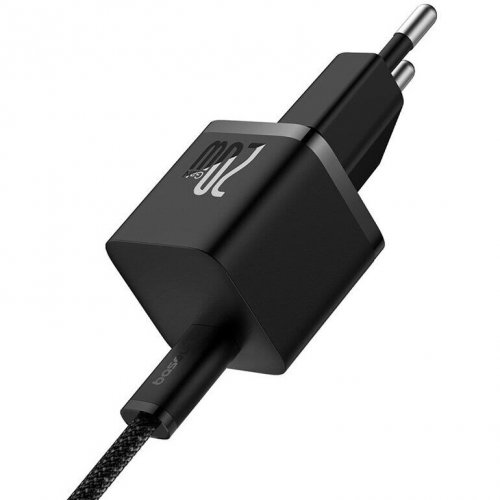 Купити Мережевий зарядний пристрій Baseus GaN5 Mini USB Type-C 20W + кабель USB Type-C to USB Type-C (P10110900113-00) Black - ціна в Києві, Львові, Вінниці, Хмельницькому, Франківську, Україні | інтернет-магазин TELEMART.UA фото