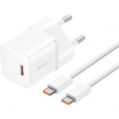 Мережевий зарядний пристрій Baseus GaN5 Mini USB Type-C 20W + кабель USB Type-C to USB Type-C (P10110900213-01) White