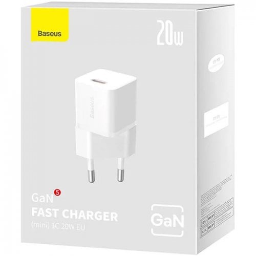 Купити Мережевий зарядний пристрій Baseus GaN5 USB Type-C 20W (CCGN050102) White - ціна в Києві, Львові, Вінниці, Хмельницькому, Франківську, Україні | інтернет-магазин TELEMART.UA фото