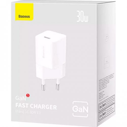 Купити Мережевий зарядний пристрій Baseus GaN5 USB Type-C 30W (CCGN070502) White - ціна в Києві, Львові, Вінниці, Хмельницькому, Франківську, Україні | інтернет-магазин TELEMART.UA фото