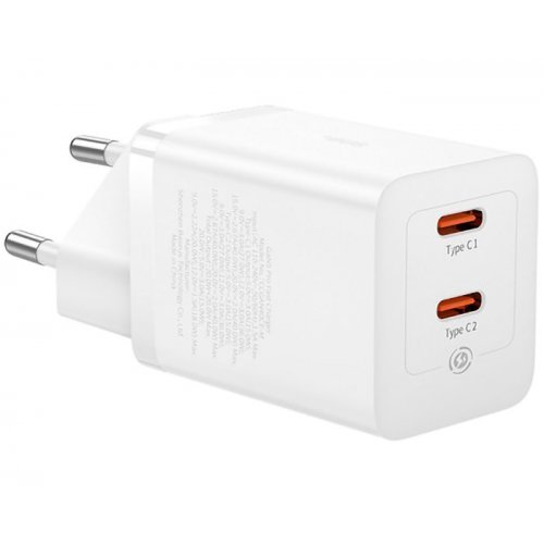 Купить Сетевое зарядное устройство Baseus GaN5 Pro 2 x USB Type-C 40W (CCGP180102) White - цена в Харькове, Киеве, Днепре, Одессе
в интернет-магазине Telemart фото