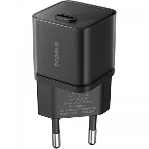 Купити Мережевий зарядний пристрій Baseus GaN5S USB Type-C 20W (P10162503113-00) Black - ціна в Києві, Львові, Вінниці, Хмельницькому, Франківську, Україні | інтернет-магазин TELEMART.UA фото