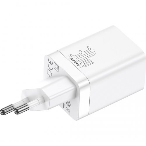 Купити Мережевий зарядний пристрій Baseus Super Si Pro USB + USB Type-C 30W (CCSUPP-E02) White - ціна в Києві, Львові, Вінниці, Хмельницькому, Франківську, Україні | інтернет-магазин TELEMART.UA фото