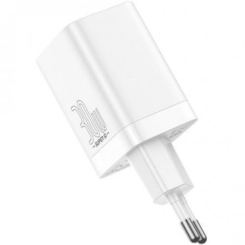 Купити Мережевий зарядний пристрій Baseus Super Si Pro USB + USB Type-C 30W (CCSUPP-E02) White - ціна в Києві, Львові, Вінниці, Хмельницькому, Франківську, Україні | інтернет-магазин TELEMART.UA фото