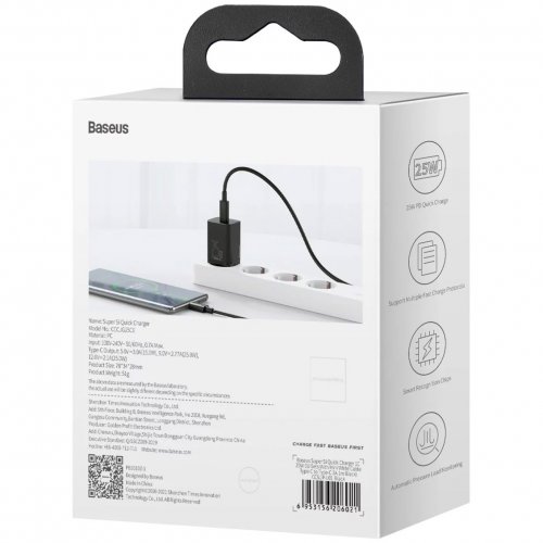 Купити Мережевий зарядний пристрій Baseus Super Si USB Type-C 25W (CCSP020101) Black - ціна в Києві, Львові, Вінниці, Хмельницькому, Франківську, Україні | інтернет-магазин TELEMART.UA фото