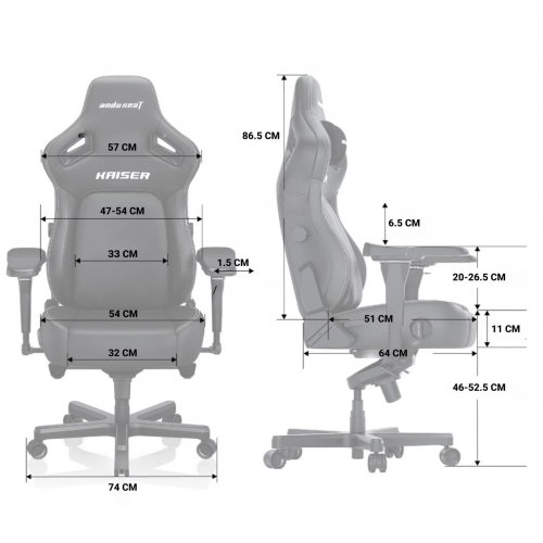 Игровое кресло Anda Seat Kaiser 4 XL Fabric (AD12YDDC-XLL-20-GB-CF) Dark Gray купить в Украине: Киев, Днепр, Харьков, Одесса  | Низкая цена, отзывы, характеристики от TELEMART фото