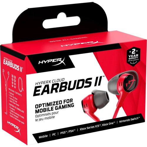 Купити Навушники HyperX Cloud Earbuds II (705L8AA) Red - ціна в Києві, Львові, Вінниці, Хмельницькому, Франківську, Україні | інтернет-магазин TELEMART.UA фото