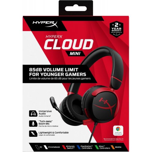 Купити Навушники HyperX Cloud Mini (7G8F4AA) Black/Red - ціна в Києві, Львові, Вінниці, Хмельницькому, Франківську, Україні | інтернет-магазин TELEMART.UA фото