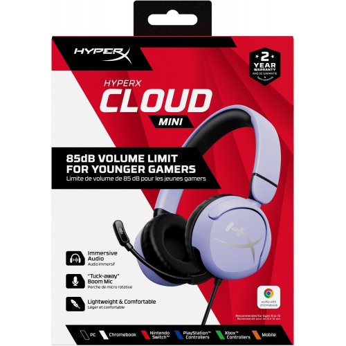 Купити Навушники HyperX Cloud Mini (7G8F5AA) Lavender - ціна в Києві, Львові, Вінниці, Хмельницькому, Франківську, Україні | інтернет-магазин TELEMART.UA фото