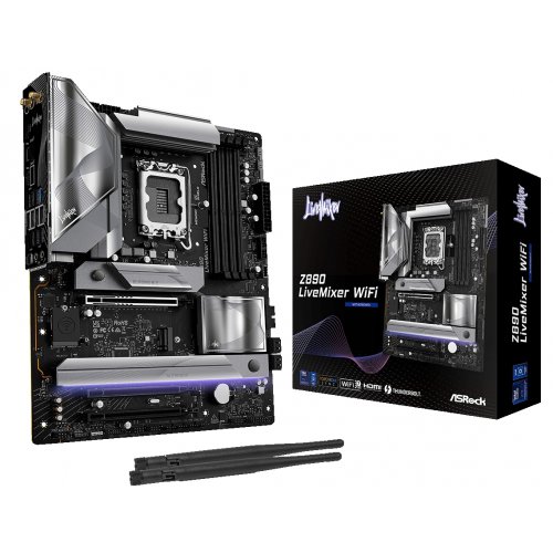 Купить Материнская плата AsRock Z890 LiveMixer WiFi (s1851, Intel Z890) с проверкой совместимости: обзор, характеристики, цена в Киеве, Днепре, Одессе, Харькове, Украине | интернет-магазин TELEMART.UA фото