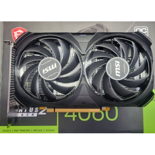 Купить Уценка видеокарта MSI GeForce RTX 4060 VENTUS 2X BLACK OC 8192MB (RTX 4060 VENTUS 2X BLACK 8G OC) (Следы использования, 687651) с проверкой совместимости: обзор, характеристики, цена в Киеве, Днепре, Одессе, Харькове, Украине | интернет-магазин TELEMART.UA фото