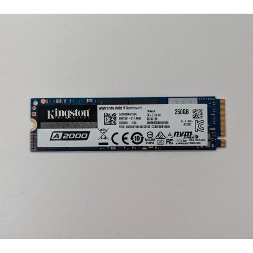 Купить Ssd-диск Kingston A2000 3D NAND 250GB M.2 (2280 PCI-E) NVMe x4 (SA2000M8/250G) (Восстановлено продавцом, 688135) с проверкой совместимости: обзор, характеристики, цена в Киеве, Днепре, Одессе, Харькове, Украине | интернет-магазин TELEMART.UA фото