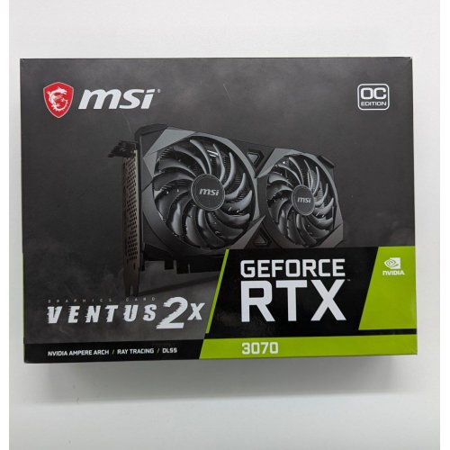 Купить Видеокарта MSI GeForce RTX 3070 VENTUS 2X OC 8192MB (RTX 3070 VENTUS 2X OC) (Восстановлено продавцом, 688465) с проверкой совместимости: обзор, характеристики, цена в Киеве, Днепре, Одессе, Харькове, Украине | интернет-магазин TELEMART.UA фото