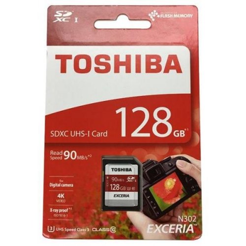 Карта пам'яті Toshiba SDXC Excerial 128GB Class 10 UHS-I (THN-N302R1280E4) купити в Україні | Telemart фото