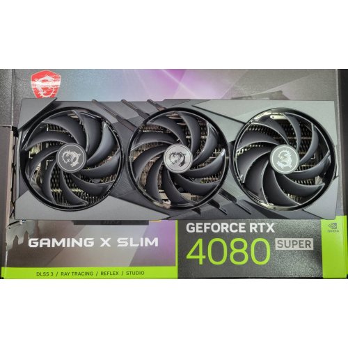 Уцінка відеокарта MSI GeForce RTX 4080 SUPER GAMING X SLIM 16384MB (RTX 4080 SUPER 16G GAMING X SLIM) (Сліди встановлення, 689172) купити з перевіркою сумісності: огляд, характеристики, ціна у Києві, Львові, Вінниці, Хмельницькому, Івано-Франківську, Україні | інтернет-магазин TELEMART.UA фото