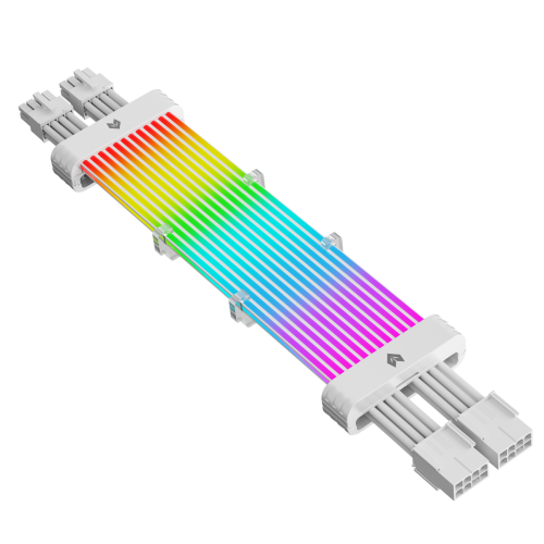 Купити Кастомний кабель для відеокарти Coolmoon 2x8 pin GPU ARGB (GPU-28-W) White - ціна в Києві, Львові, Вінниці, Хмельницькому, Франківську, Україні | інтернет-магазин TELEMART.UA фото