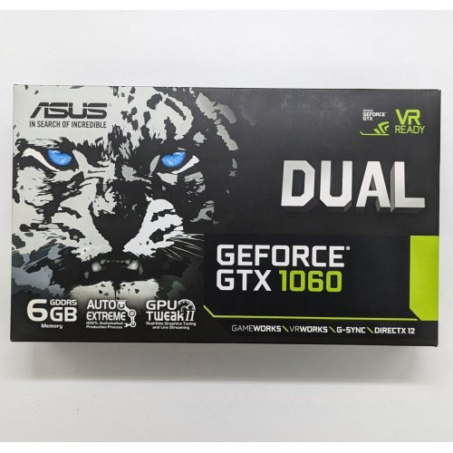 Купить Видеокарта Asus GeForce GTX 1060 Dual 6144MB (DUAL-GTX1060-6G) (Восстановлено продавцом, 690681) с проверкой совместимости: обзор, характеристики, цена в Киеве, Днепре, Одессе, Харькове, Украине | интернет-магазин TELEMART.UA фото