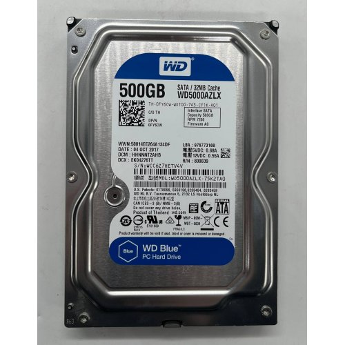 Купить Жесткий диск Western Digital Blue 500GB 32MB 3.5" (WD5000AZLX) (Восстановлено продавцом, 691528) с проверкой совместимости: обзор, характеристики, цена в Киеве, Днепре, Одессе, Харькове, Украине | интернет-магазин TELEMART.UA фото