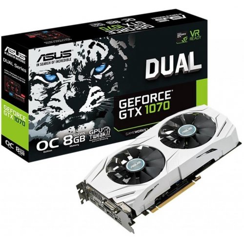 Купить Видеокарта Asus GeForce GTX 1070 Dual OC 8192MB (DUAL-GTX1070-O8G) (Восстановлено продавцом, 691530) с проверкой совместимости: обзор, характеристики, цена в Киеве, Днепре, Одессе, Харькове, Украине | интернет-магазин TELEMART.UA фото