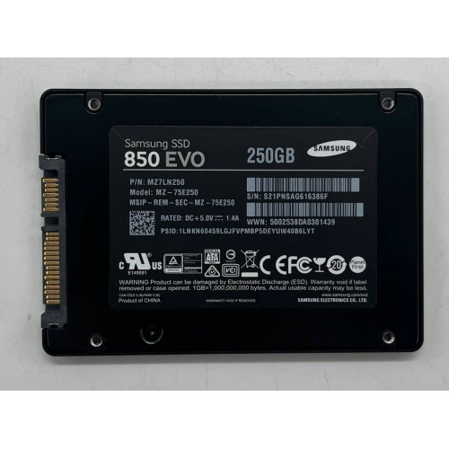 Ssd-диск Samsung 850 EVO 250GB 2.5" (MZ-75E250B) (Відновлено продавцем, 691538) купити з перевіркою сумісності: огляд, характеристики, ціна у Києві, Львові, Вінниці, Хмельницькому, Івано-Франківську, Україні | інтернет-магазин TELEMART.UA фото