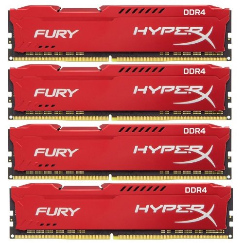 Продати ОЗП Kingston DDR4 64GB (4x16GB) 2133Mhz HyperX Fury Red (HX421C14FRK4/64) за Trade-In у інтернет-магазині Телемарт - Київ, Дніпро, Україна фото