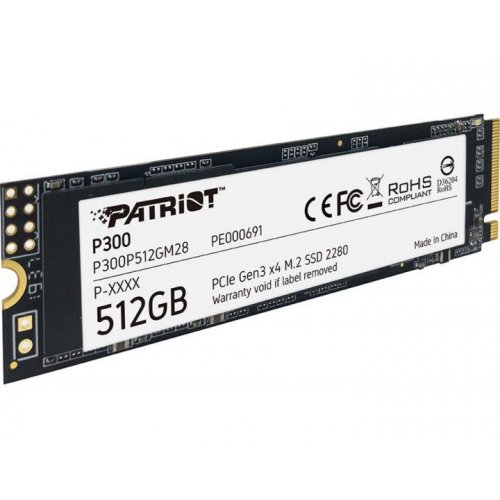 Уцінка ssd-диск Patriot P300 512GB M.2 (2280 PCI-E) NVMe x4 (P300P512GM28) (Пошкоджено пакування, 692109) купити з перевіркою сумісності: огляд, характеристики, ціна у Києві, Львові, Вінниці, Хмельницькому, Івано-Франківську, Україні | інтернет-магазин TELEMART.UA фото