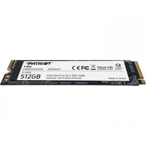 Уцінка ssd-диск Patriot P300 512GB M.2 (2280 PCI-E) NVMe x4 (P300P512GM28) (Пошкоджено пакування, 692109) купити з перевіркою сумісності: огляд, характеристики, ціна у Києві, Львові, Вінниці, Хмельницькому, Івано-Франківську, Україні | інтернет-магазин TELEMART.UA фото