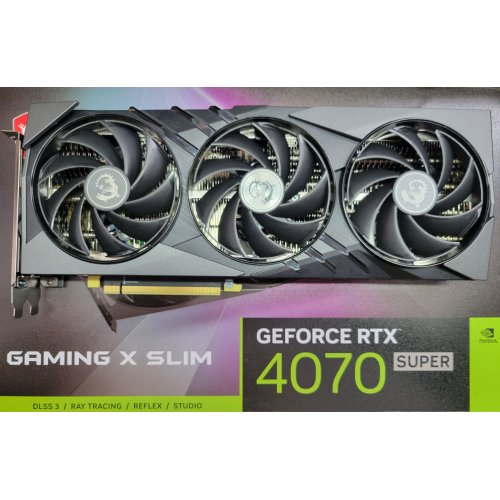 Купить Уценка видеокарта MSI GeForce RTX 4070 SUPER GAMING X SLIM 12228MB (RTX 4070 SUPER 12G GAMING X SLIM) (Следы использования, 692488) с проверкой совместимости: обзор, характеристики, цена в Киеве, Днепре, Одессе, Харькове, Украине | интернет-магазин TELEMART.UA фото