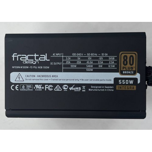 Купить Блок питания Fractal Design Integra M 550W (FD-PSU-IN3B-550W-EU) (Восстановлено продавцом, 693293) с проверкой совместимости: обзор, характеристики, цена в Киеве, Днепре, Одессе, Харькове, Украине | интернет-магазин TELEMART.UA фото