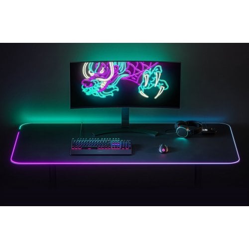 Купить Коврик для мышки SteelSeries QcK Prism 5XL Cloth Etail RGB (63524) Black - цена в Харькове, Киеве, Днепре, Одессе
в интернет-магазине Telemart фото