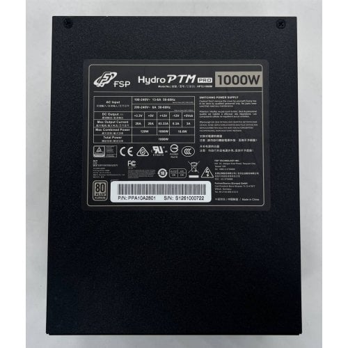 Блок живлення FSP Hydro PTM Pro 1000W (HPT2-1000M) (Відновлено продавцем, 693933) купити з перевіркою сумісності: огляд, характеристики, ціна у Києві, Львові, Вінниці, Хмельницькому, Івано-Франківську, Україні | інтернет-магазин TELEMART.UA фото