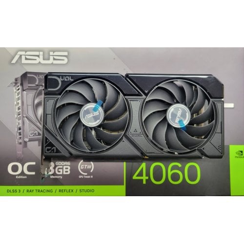 Уцінка відеокарта Asus Dual GeForce RTX 4060 EVO OC 8192MB (DUAL-RTX4060-O8G-EVO) (Сліди використання, 694618) купити з перевіркою сумісності: огляд, характеристики, ціна у Києві, Львові, Вінниці, Хмельницькому, Івано-Франківську, Україні | інтернет-магазин TELEMART.UA фото