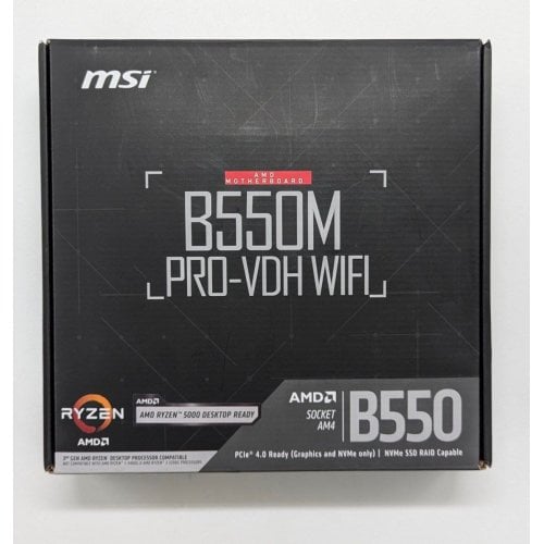 Материнська плата MSI B550M PRO-VDH WIFI (sAM4, AMD B550) (Відновлено продавцем, 694983) купити з перевіркою сумісності: огляд, характеристики, ціна у Києві, Львові, Вінниці, Хмельницькому, Івано-Франківську, Україні | інтернет-магазин TELEMART.UA фото