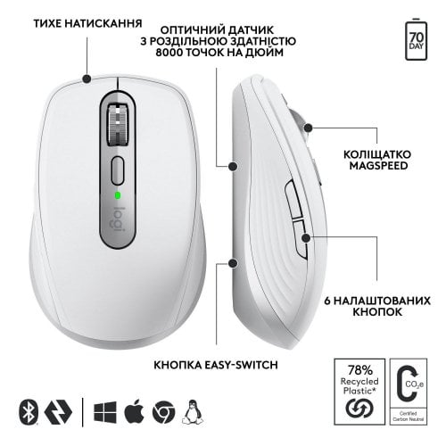 Купить Мышка Logitech MX Anywhere 3S for Business Wireless (910-006959) Pale Gray - цена в Харькове, Киеве, Днепре, Одессе
в интернет-магазине Telemart фото