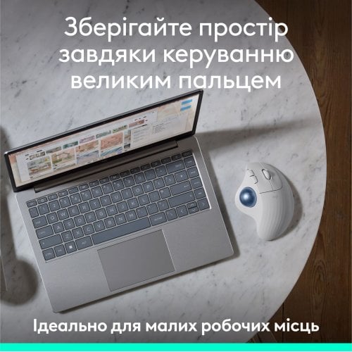 Купить Мышка Logitech ERGO M575S Wireless (910-007030) Off-White/Blue - цена в Харькове, Киеве, Днепре, Одессе
в интернет-магазине Telemart фото