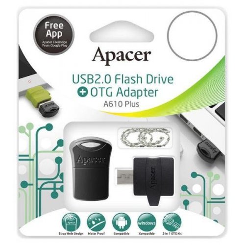 Фото Накопитель Apacer A610 8GB OTG USB 2.0 Black A610 (AP8GA610PB-1)