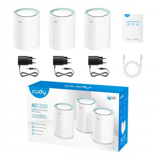 Купить Система WiFi Cudy M1300 Mesh Wi-Fi System (3-pack) White - цена в Харькове, Киеве, Днепре, Одессе
в интернет-магазине Telemart фото