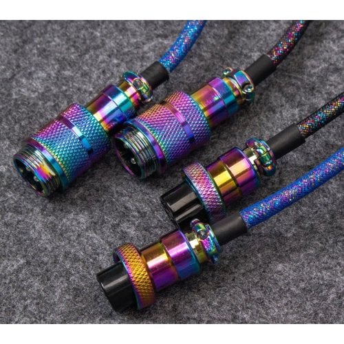 Купити Кабель Keychron Premium Coiled Aviator 1.08m (CAB5_KEYCHRON) Rainbow Palted Black - ціна в Києві, Львові, Вінниці, Хмельницькому, Франківську, Україні | інтернет-магазин TELEMART.UA фото