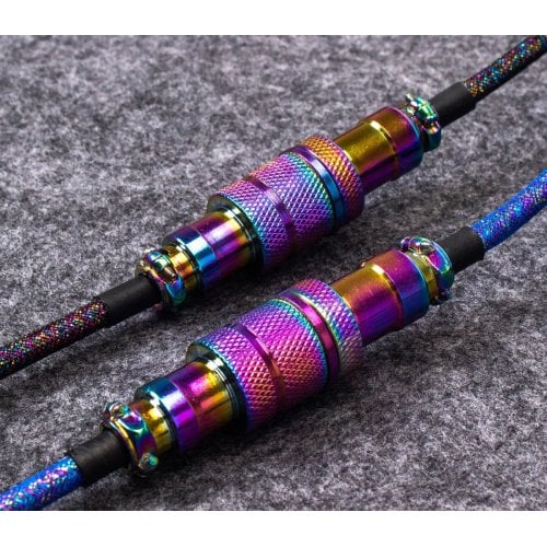 Купити Кабель Keychron Premium Coiled Aviator 1.08m (CAB5_KEYCHRON) Rainbow Palted Black - ціна в Києві, Львові, Вінниці, Хмельницькому, Франківську, Україні | інтернет-магазин TELEMART.UA фото