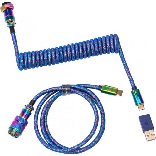 Купити Кабель Keychron Premium Coiled Aviator 1.08m (CAB6_KEYCHRON) Rainbow Palted Blue - ціна в Києві, Львові, Вінниці, Хмельницькому, Франківську, Україні | інтернет-магазин TELEMART.UA фото