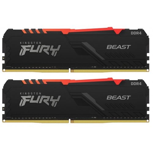 Купить Озу Kingston DDR4 16GB (2x8GB) 3600Mhz FURY Beast RGB Black (KF436C17BBAK2/16) (Восстановлено продавцом, 696386) с проверкой совместимости: обзор, характеристики, цена в Киеве, Днепре, Одессе, Харькове, Украине | интернет-магазин TELEMART.UA фото