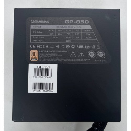 Блок живлення GAMEMAX GP-850 850W (GP-850) (Відновлено продавцем, 696458) купити з перевіркою сумісності: огляд, характеристики, ціна у Києві, Львові, Вінниці, Хмельницькому, Івано-Франківську, Україні | інтернет-магазин TELEMART.UA фото