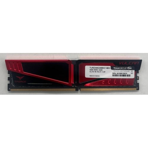 Купить Озу Team DDR4 4GB 2400Mhz T-Force Vulcan Red (TLRED44G2400HC1401) (Восстановлено продавцом, 696703) с проверкой совместимости: обзор, характеристики, цена в Киеве, Днепре, Одессе, Харькове, Украине | интернет-магазин TELEMART.UA фото