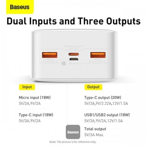 Купить Powerbank Baseus Bipow Digital Display 30000mAh 20W (PPBD050402) White - цена в Харькове, Киеве, Днепре, Одессе
в интернет-магазине Telemart фото