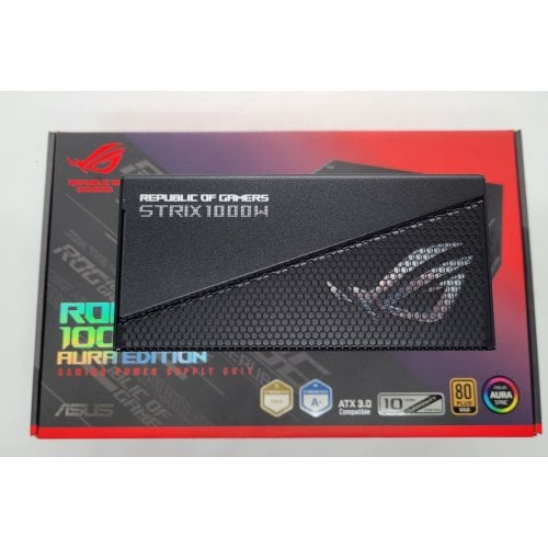 Уцінка блок живлення Asus ROG Strix PCIE5 1000W Aura Edition (ROG-STRIX-1000G-AURA-GAMING) (Некомплект кабелів., 697686) купити з перевіркою сумісності: огляд, характеристики, ціна у Києві, Львові, Вінниці, Хмельницькому, Івано-Франківську, Україні | інтернет-магазин TELEMART.UA фото