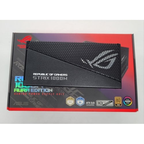 Уцінка блок живлення Asus ROG Strix PCIE5 1000W Aura Edition (ROG-STRIX-1000G-AURA-GAMING) (Некомплект кабелів., 697686) купити з перевіркою сумісності: огляд, характеристики, ціна у Києві, Львові, Вінниці, Хмельницькому, Івано-Франківську, Україні | інтернет-магазин TELEMART.UA фото