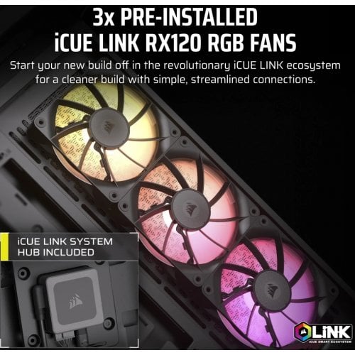 Корпус Corsair iCUE LINK 3500X RGB Tempered Glass без БЖ (CC-9011280-WW) Black купити з перевіркою сумісності: огляд, характеристики, ціна у Києві, Львові, Вінниці, Хмельницькому, Івано-Франківську, Україні | інтернет-магазин TELEMART.UA фото